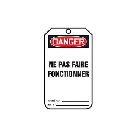 Accuform Danger, PF-Cardstock, 3-1/4 in Width, 1/4 in Height, , 5 PK TCF018PTM